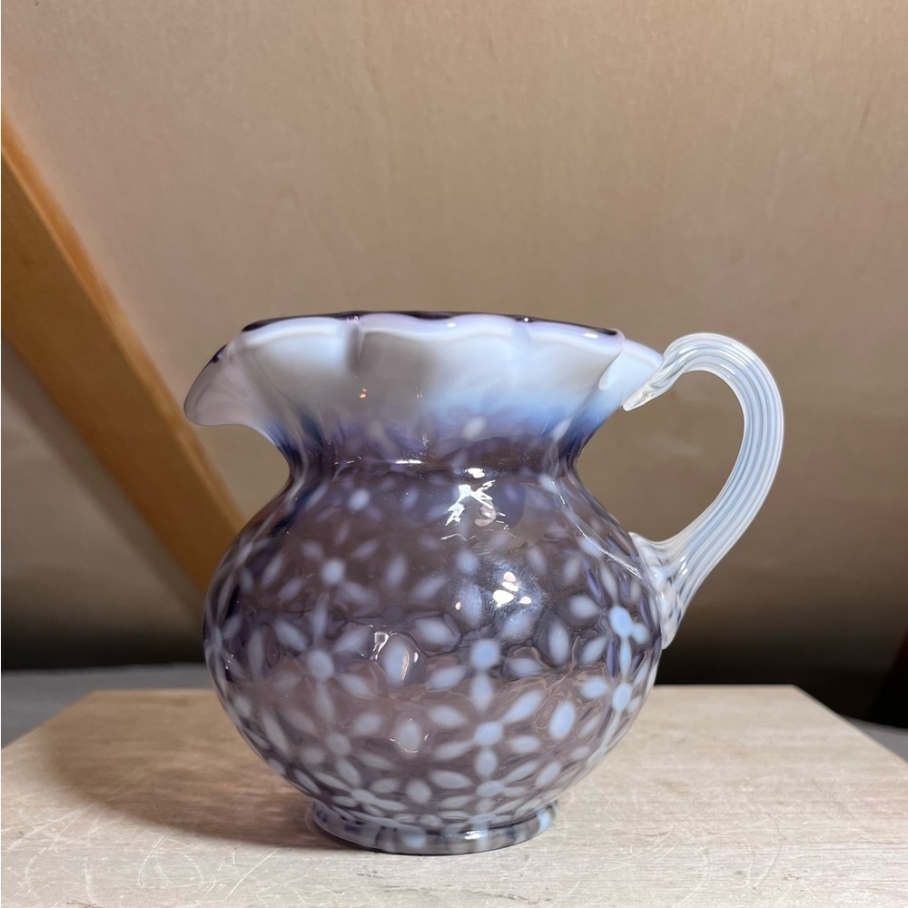 Sold! Fenton Purple Opalescent Snowflake Pitcher - Picture 1 of 8
